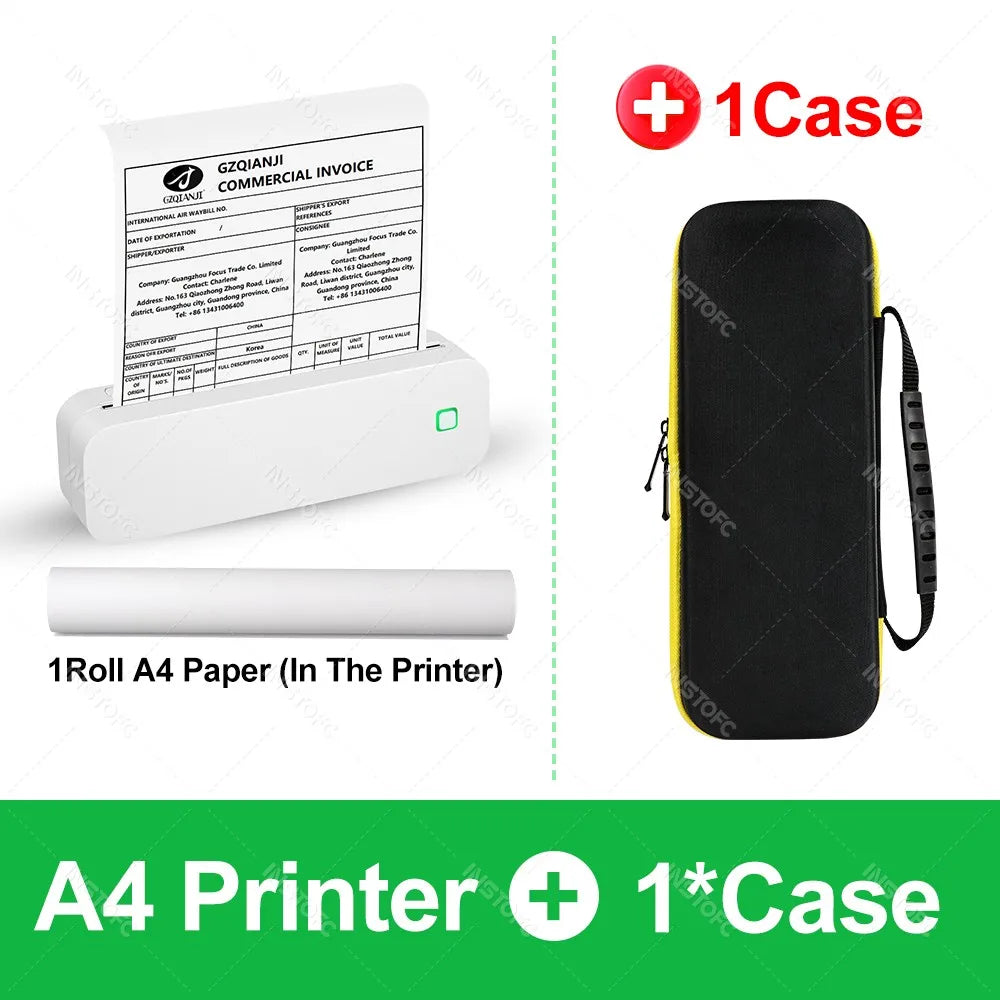 Inkless A4 Portable Thermal Printer Supports A40 Thermal Paper Bluetooth Wireless Mobile Travel Printers for Car & Office Use