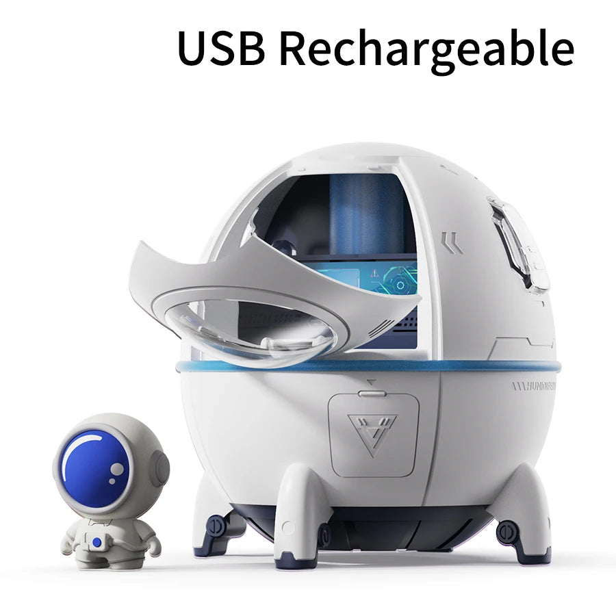 Humidificateur d'air à capsule spatiale de 220 ml, rechargeable par USB, diffuseur d'eau d'aromathérapie, lumière d'ambiance à 7 couleurs