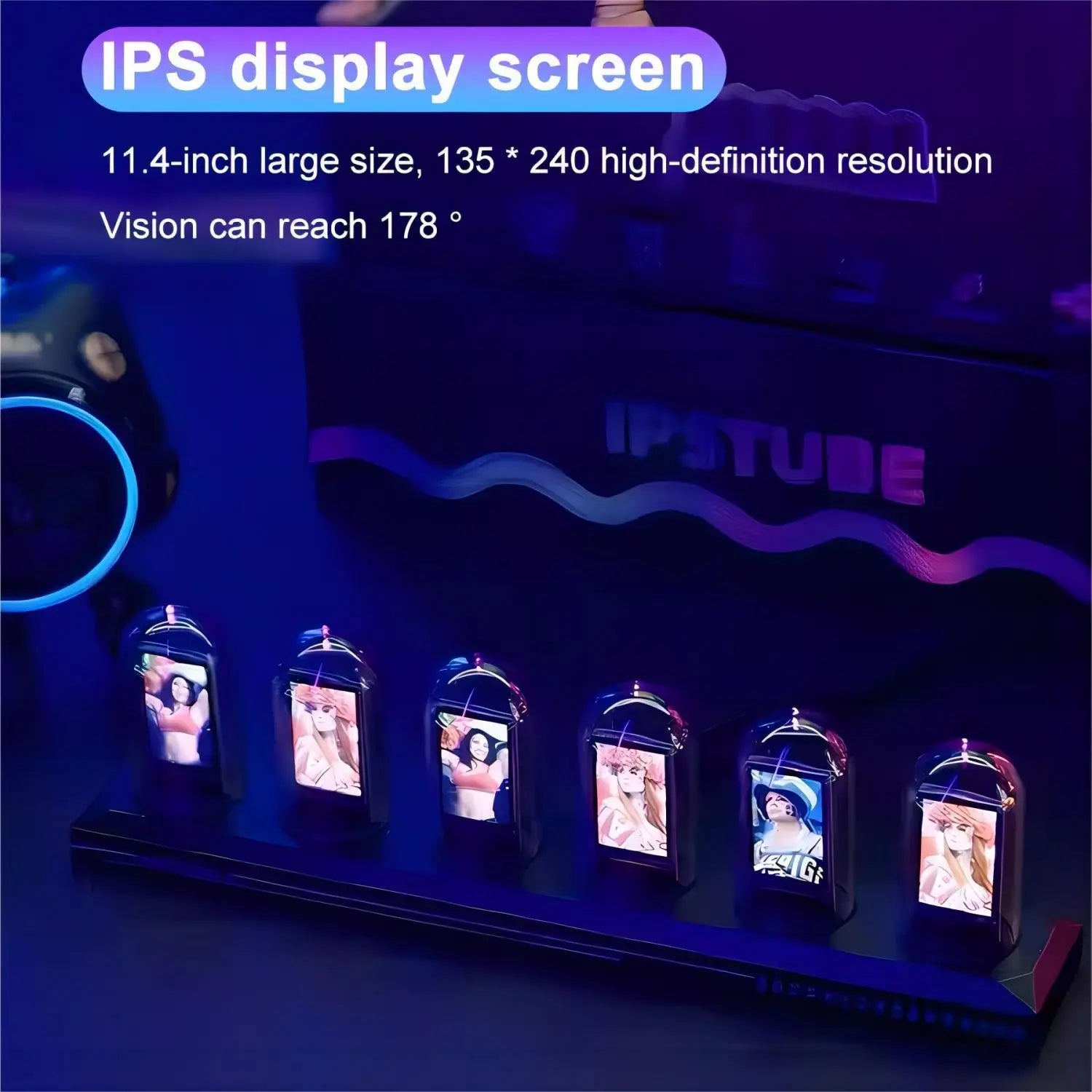 RGB Nixie Tube Clock LED Glows IPS Color Screen DIY Analog Digital Tube Night lights Gaming Desktop Home Decoration Gift Idea