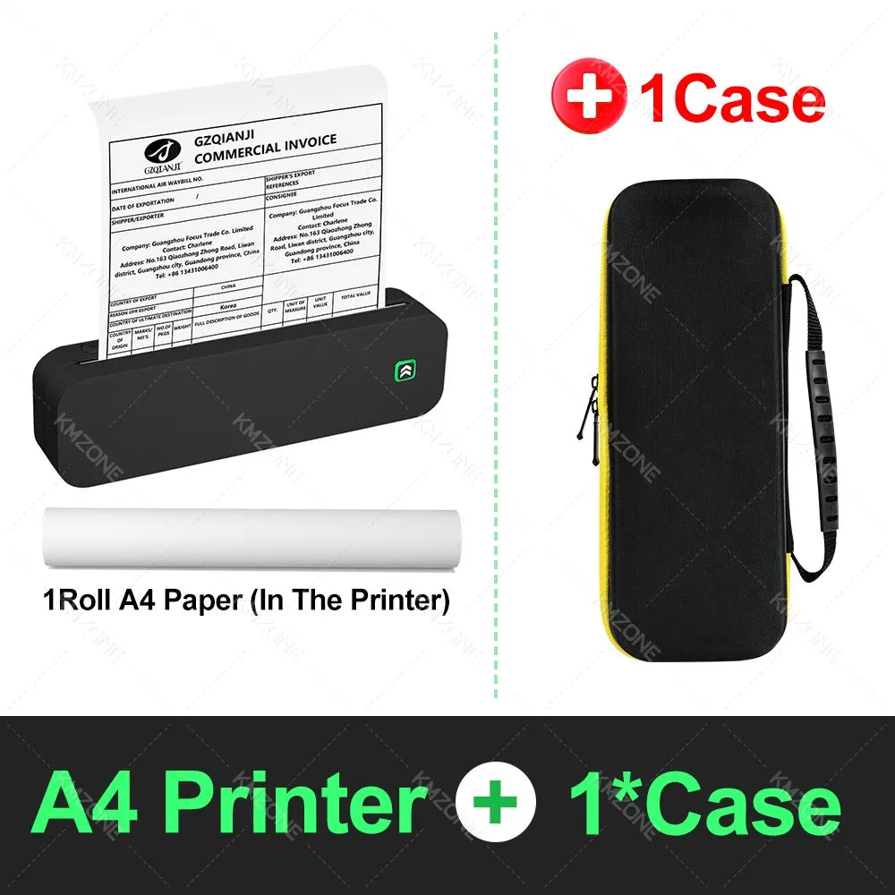 Inkless A4 Portable Thermal Printer Supports A40 Thermal Paper Bluetooth Wireless Mobile Travel Printers for Car & Office Use