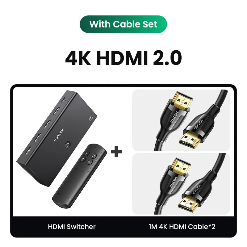 UGREEN HDMI 2.1 Switcher 8K 60Hz 4K120Hz HDMI-compatible Switch 3 in 1 Out with Remote Control Converter For Xbox PS5 Monitors