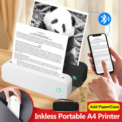 Inkless A4 Portable Thermal Printer Supports A40 Thermal Paper Bluetooth Wireless Mobile Travel Printers for Car & Office Use