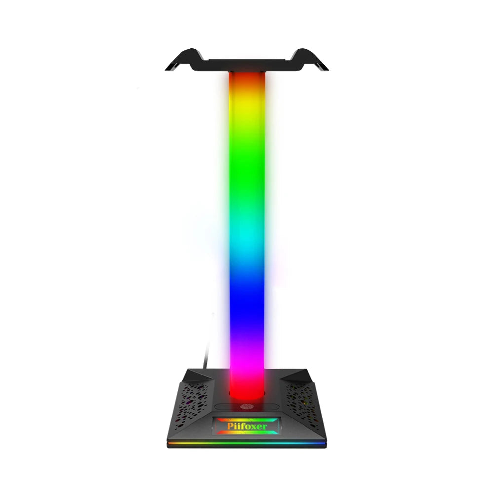 RGB Gaming Headphone Stand 10 Lighting Effects Headphone Stand Holder Rack USB Port 3.5mm Audio Port Desktop Headset Bracket